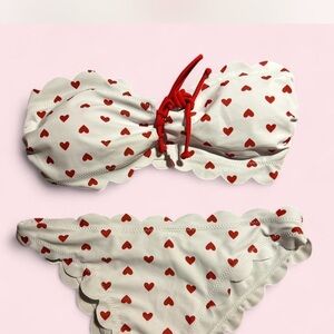SHEIN White and Red Heart Bikini NWOT